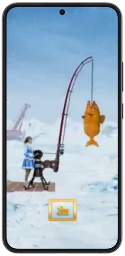 Captura de un pez dorado en la ronda de bonus de Ice Fishing