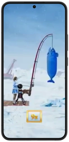 Captura de un pez azul en el bonus Lil' Blues de Ice Fishing