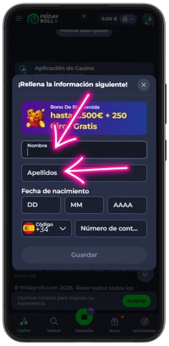 Rellenar los datos personales y verificar la edad antes de jugar a Ice Fishing