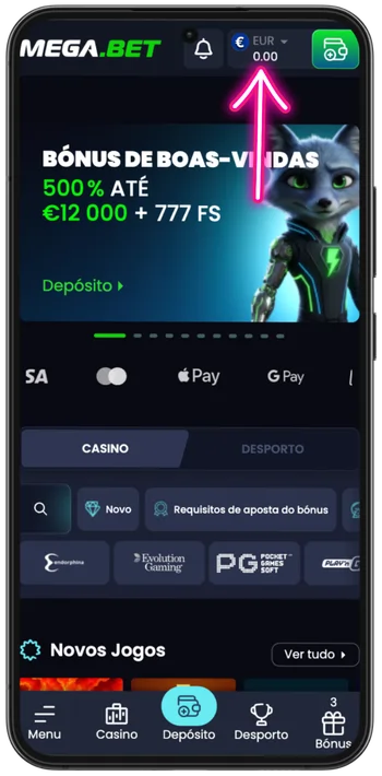 Depósito por MB Way ou Multibanco na conta para jogar Ice Fishing