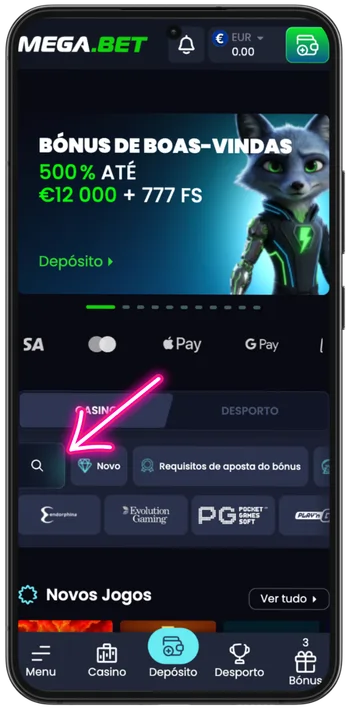 Ícone de pesquisa do casino para encontrar o jogo Ice Fishing