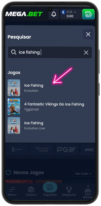 Abrir a mesa em direto de Ice Fishing e começar a jogar