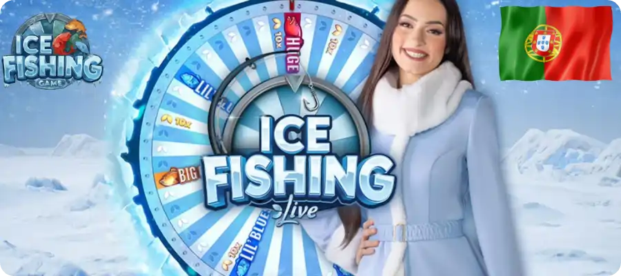 Roda de Ice Fishing com segmentos de bónus e multiplicadores